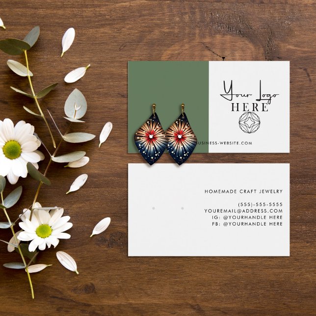 Minimal Earth Green White Logo Earring Display (Creator Uploaded)