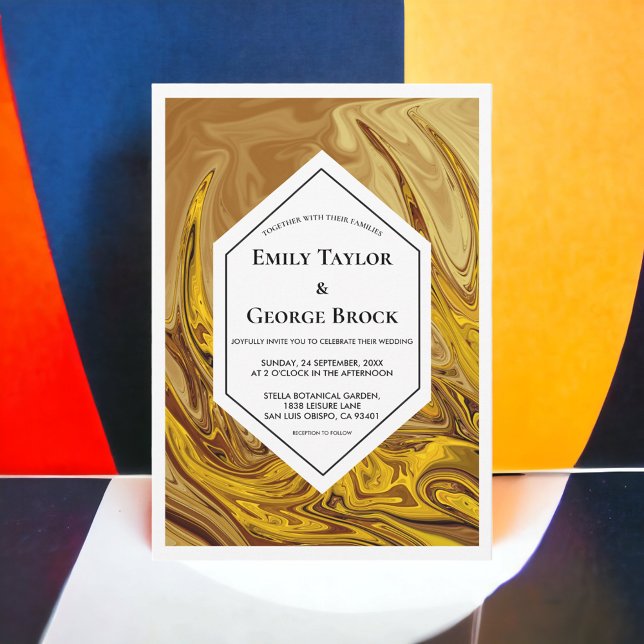 Minimal Earth Tone Gold Terracotta Artsy Wedding Invitation (Creator Uploaded)