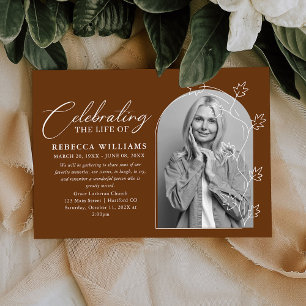 Minimal Earthy Photo Celebration of Life Funeral Invitation