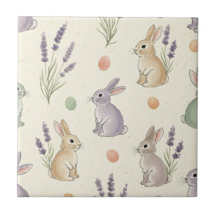 Minimal Easter Bunny Pastel Spring Pattern (1) Ceramic Tile