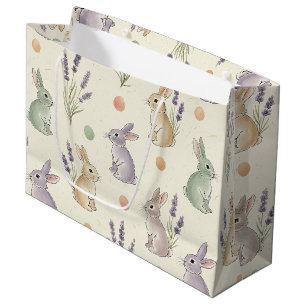Minimal Easter Bunny Pastel Spring Pattern (1) Large Gift Bag