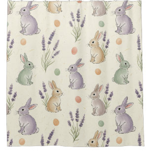 Minimal Easter Bunny Pastel Spring Pattern (1) Shower Curtain