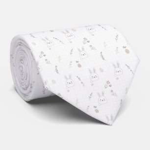 Minimal Easter Bunny Pastel Spring Pattern (2) Tie