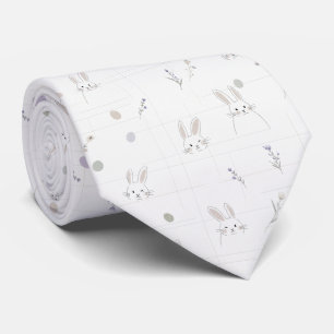 Minimal Easter Bunny Pastel Spring Pattern (3) Tie