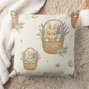 Minimal Easter Bunny Pastel Spring Pattern (4) Cushion
