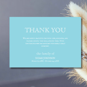 Minimal Egg blue Traditional Funeral Sympathy Thank You Card