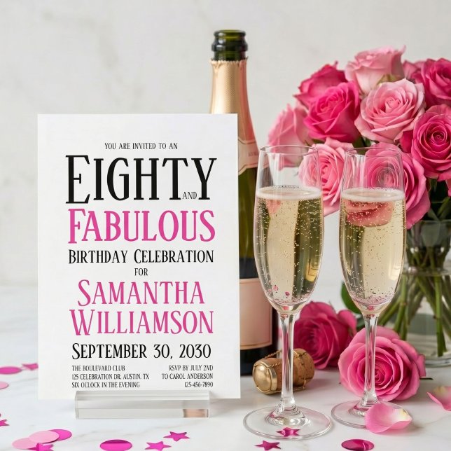 Minimal Eighty and Fabulous 80th Birthday  Invitation (Creator Uploaded)
