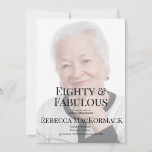 Minimal Eighty and Fabulous 80th Birthday Party Invitation