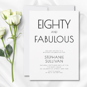 Minimal Eighty and Fabulous 80th Birthday Party  Invitation