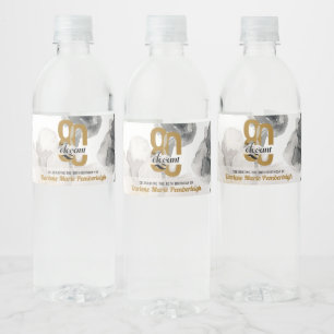 Minimal Eighty & Elegant Gold Black 80th Birthday Water Bottle Label
