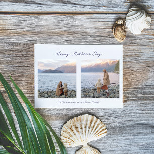 Minimal Elegant 2 Photo Mother's Day Greeting Card