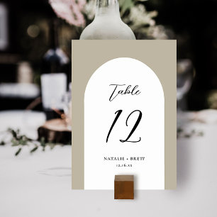 Minimal Elegant Arch Wedding Beige Table Number