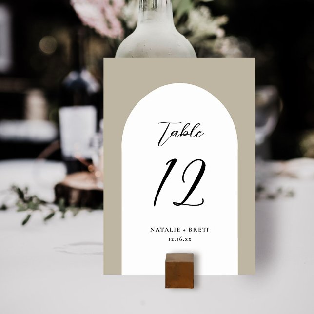 Minimal Elegant Arch Wedding | Beige Table Number (Creator Uploaded)