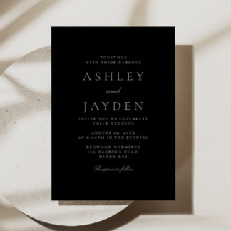 Minimal Elegant Beautiful Black & Grey Wedding Invitation