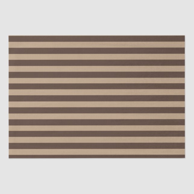 Minimal Elegant Beige Dark Brown Stripes Tissue Paper (Front)