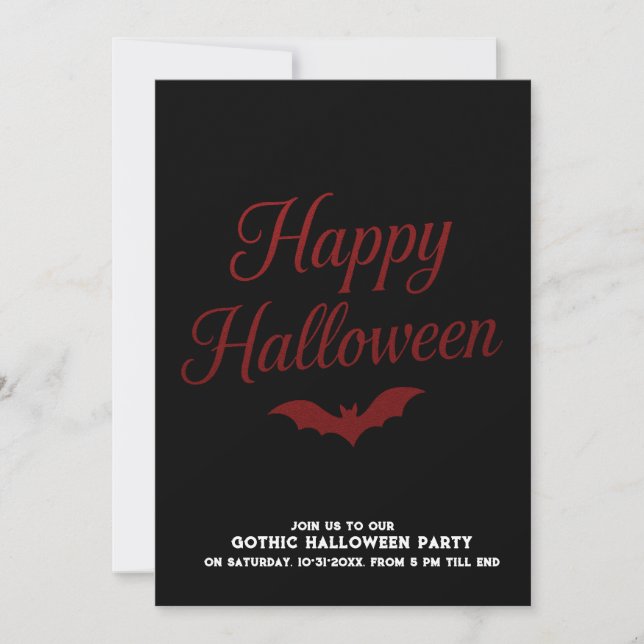 Minimal elegant Black Red Gothic Halloween Party (Front)