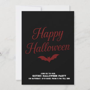 Minimal elegant Black Red Gothic Halloween Party