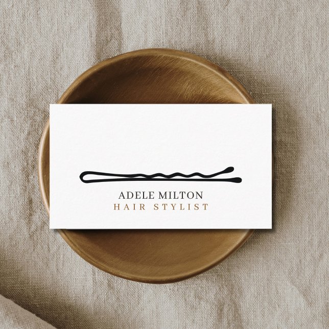 Minimal Elegant Black White Bobby Pin Hair  Business Card (Creator Uploaded)