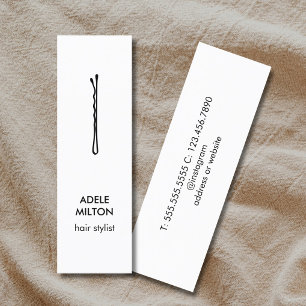 Minimal Elegant Black White Hair Pin Mini Business Card