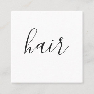 Minimal Elegant Black White Hairstylist Square Business Card