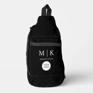 Minimal & Elegant Black & White Logo Business Sling Bag