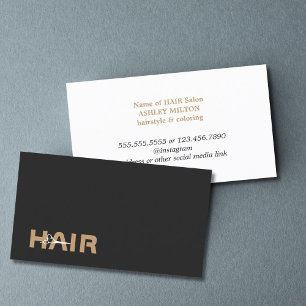Minimal Elegant Black White Scissors Hairstylist Business Card