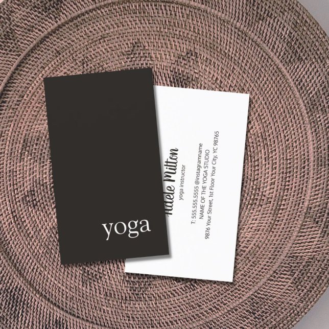Minimal Elegant Black White Yoga Instructor Business Card (Creator Uploaded)
