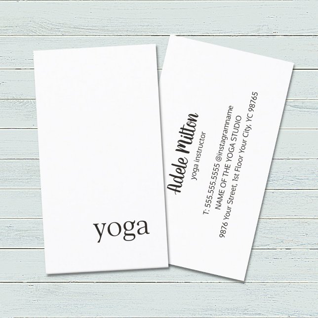 Minimal Elegant Black White Yoga Instructor Business Card (Creator Uploaded)
