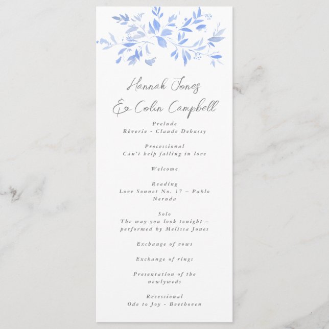 Minimal Elegant Blue Painted Porcelain Program (Front)