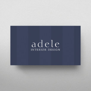 Minimal Elegant Blue Stripes Interior Designer  Business Card