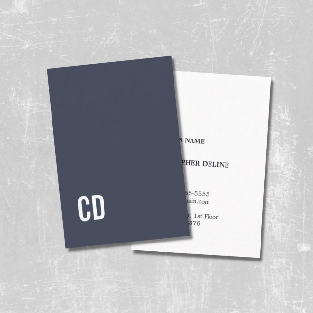 Minimal Elegant Blue White Monogram Consultant Business Card (Creator Uploaded)