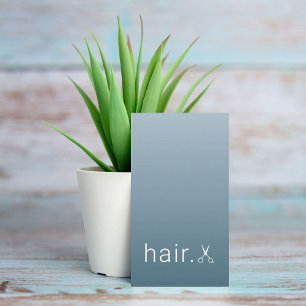 Minimal Elegant Blue White Scissors Hairstylist Business Card
