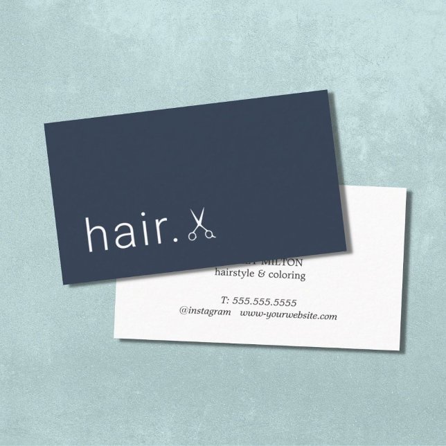 Minimal Elegant Blue White Scissors Hairstylist Business Card (Creator Uploaded)