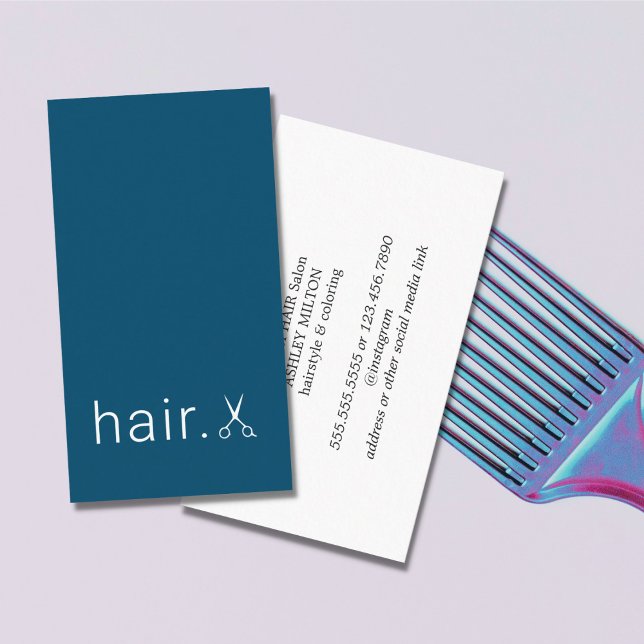 Minimal Elegant Blue White Scissors Hairstylist Business Card (Creator Uploaded)