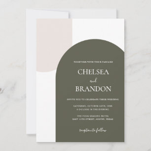 Minimal Elegant Bohemian Arch Sage Green Wedding Invitation