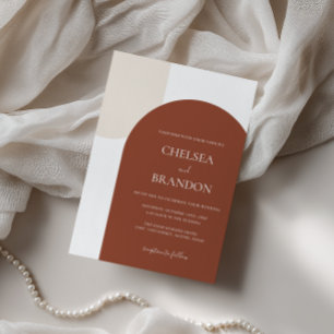 Minimal Elegant Bohemian Terracotta Arch Wedding Invitation