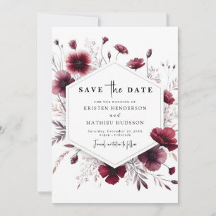 Minimal Elegant Burgundy Wedding Save The Date