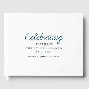 Minimal & elegant "Celebration of life" White Guest Book