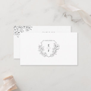 Minimal Elegant Cherry Blossom Monogram Crest Place Card