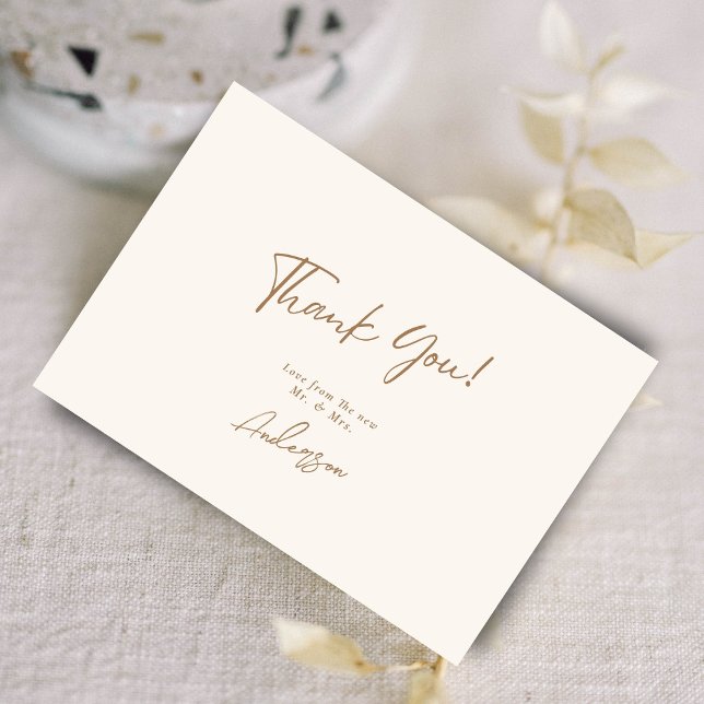 Minimal Elegant Chic Boho Handwritten Wedding Thank You Card (Creator Uploaded)