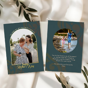 Minimal Elegant Chic Slate Grey Green Mother's Day Foil Holiday Card