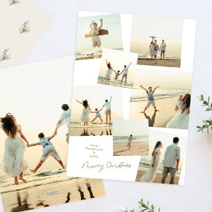 Minimal Elegant Christmas Multi 8 Photo Album Holiday Card