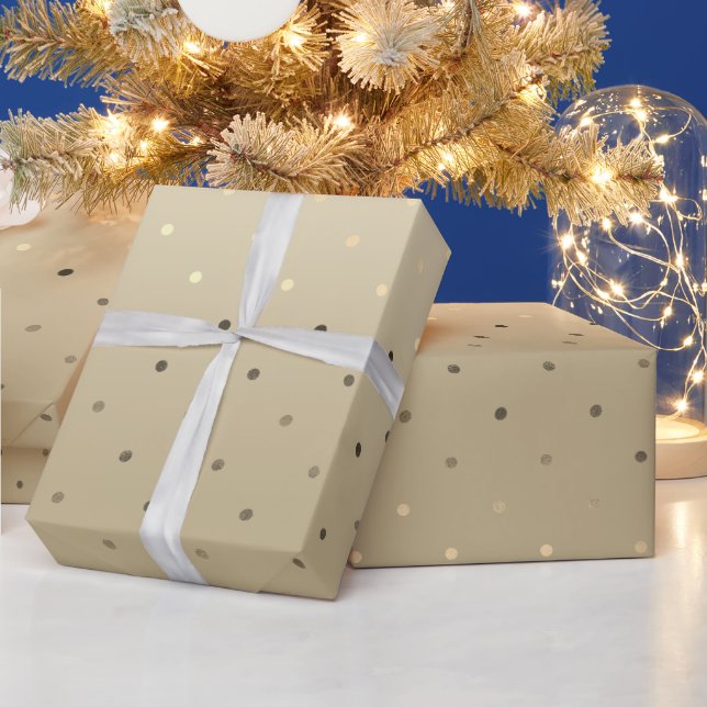 Minimal Elegant Christmas Tiny Gold Polka Dots Wrapping Paper (Holidays)