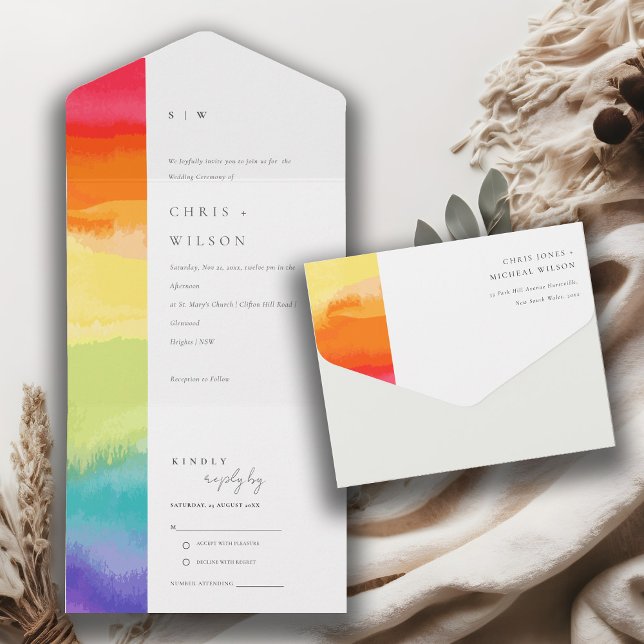 Minimal Elegant Colourful Pride Rainbow Wedding All In One Invitation (Creator Uploaded)