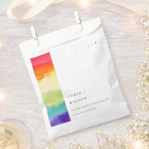 Minimal Elegant Colourful Pride Rainbow Wedding Favour Bag