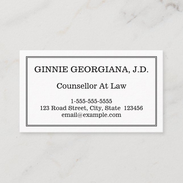 Minimal & Elegant Counsellor At Law Business Card (Front)