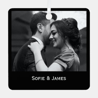 Minimal Elegant Couple Photo Metal Tree Decoration
