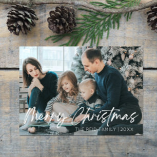 Minimal Elegant Custom Family Photo Christmas Holiday Card