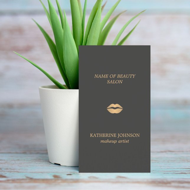 Minimal Elegant Dark Grey Faux Gold Makeup Artist Business Card (Creator Uploaded)