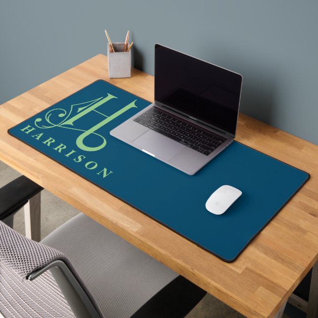 Minimal Elegant Decorative Monogram h Desk Mat (Office 2)